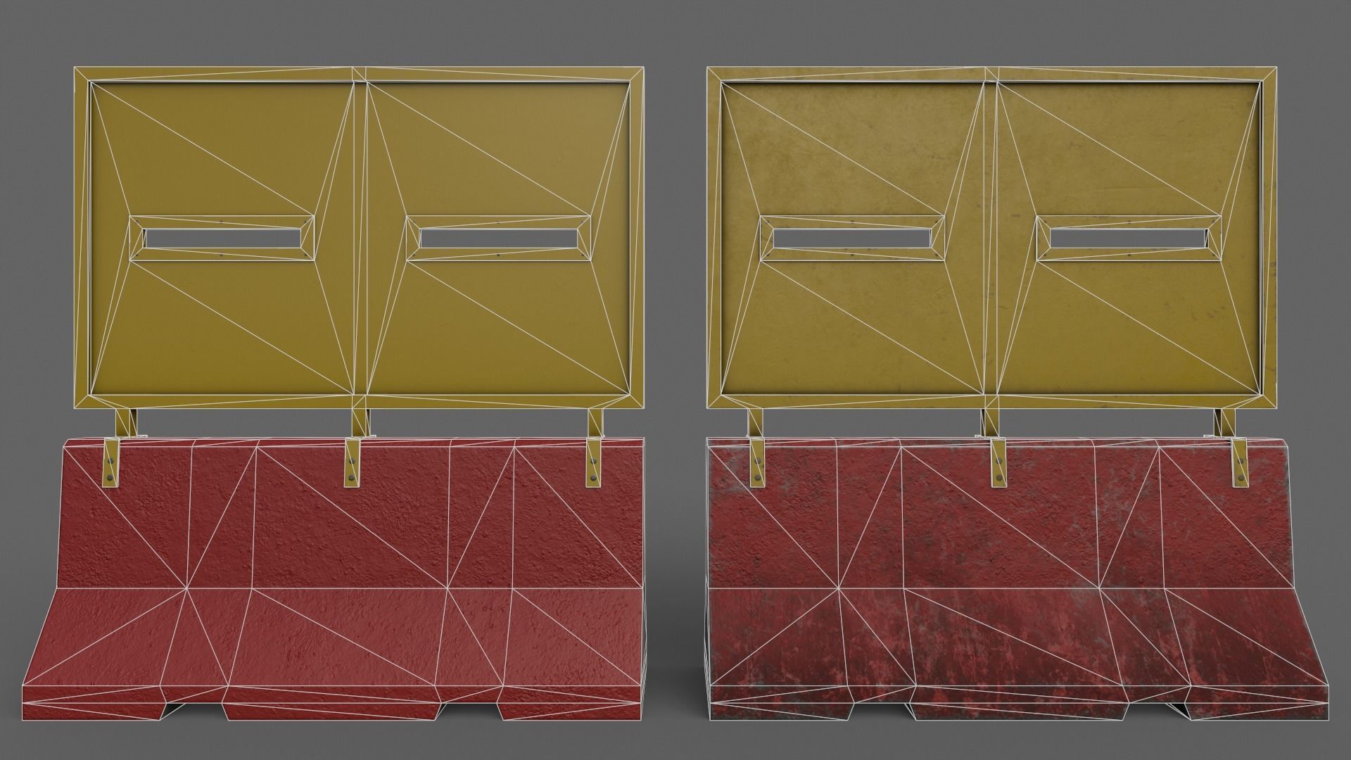 PBR Concrete Roadblock Barrier V4 Low-poly 3D model_6