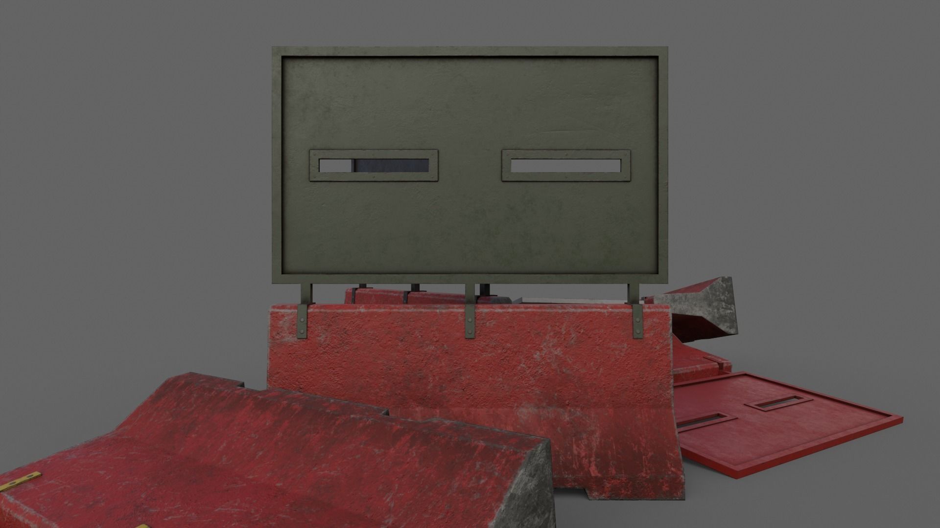 PBR Concrete Roadblock Barrier V4 Low-poly 3D model_19