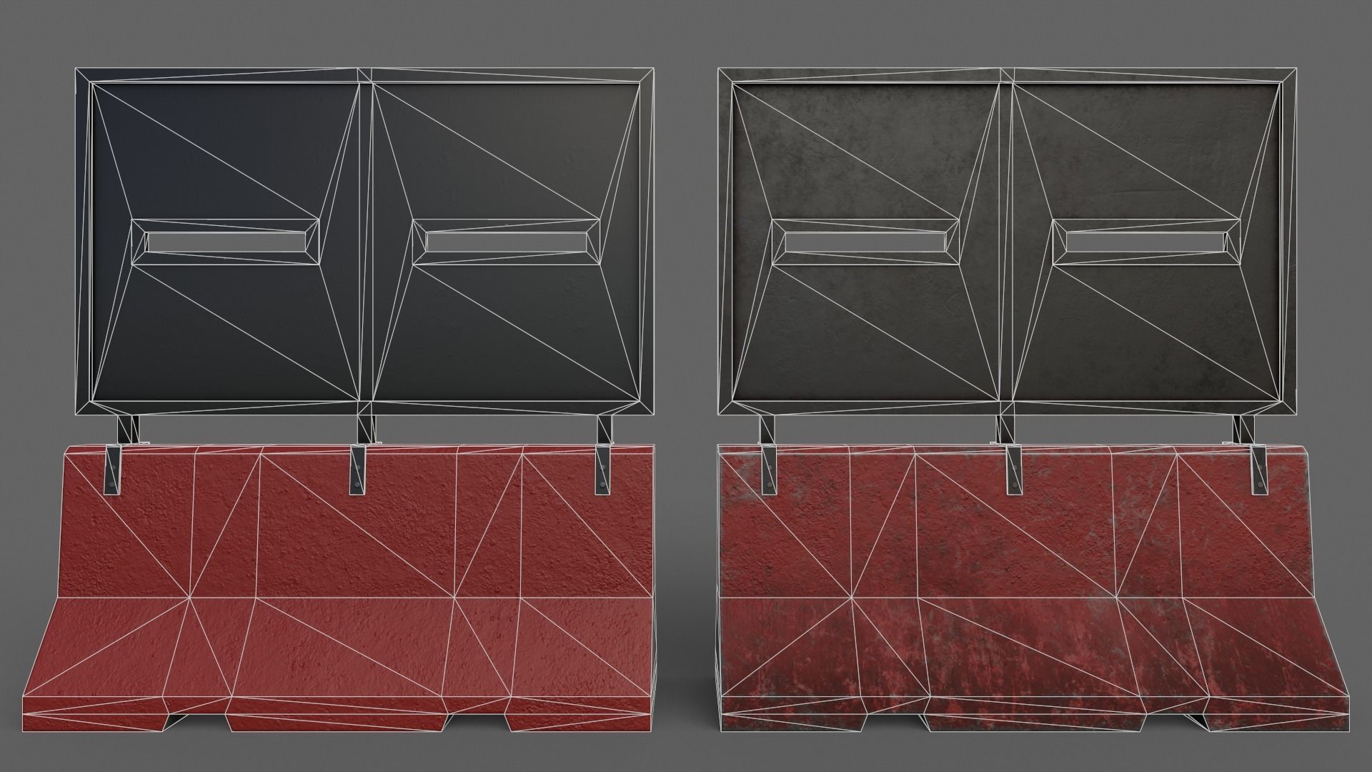 PBR Concrete Roadblock Barrier V4 Low-poly 3D model_8