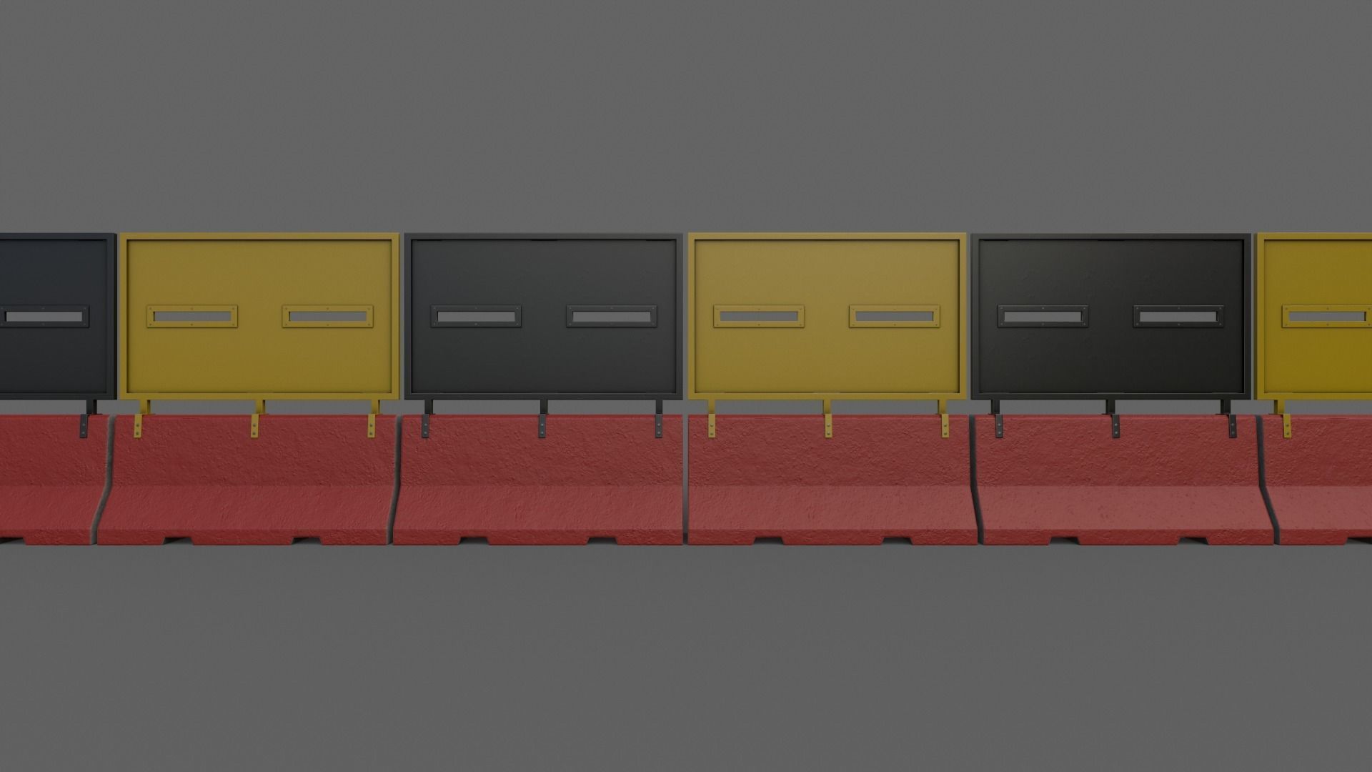 PBR Concrete Roadblock Barrier V4 Low-poly 3D model_15