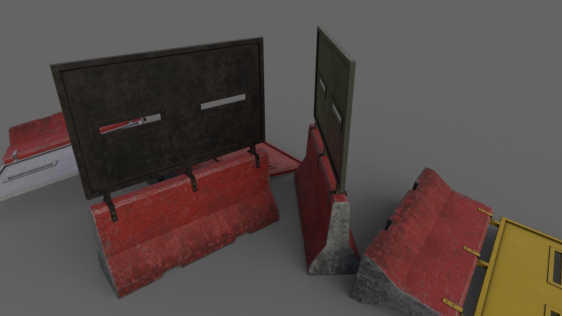 PBR Concrete Roadblock Barrier V4 Low-poly 3D model_21