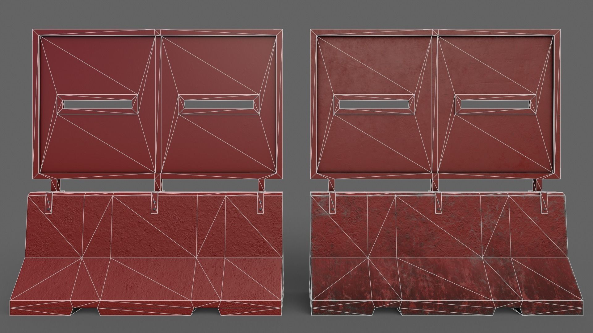 PBR Concrete Roadblock Barrier V4 Low-poly 3D model_12