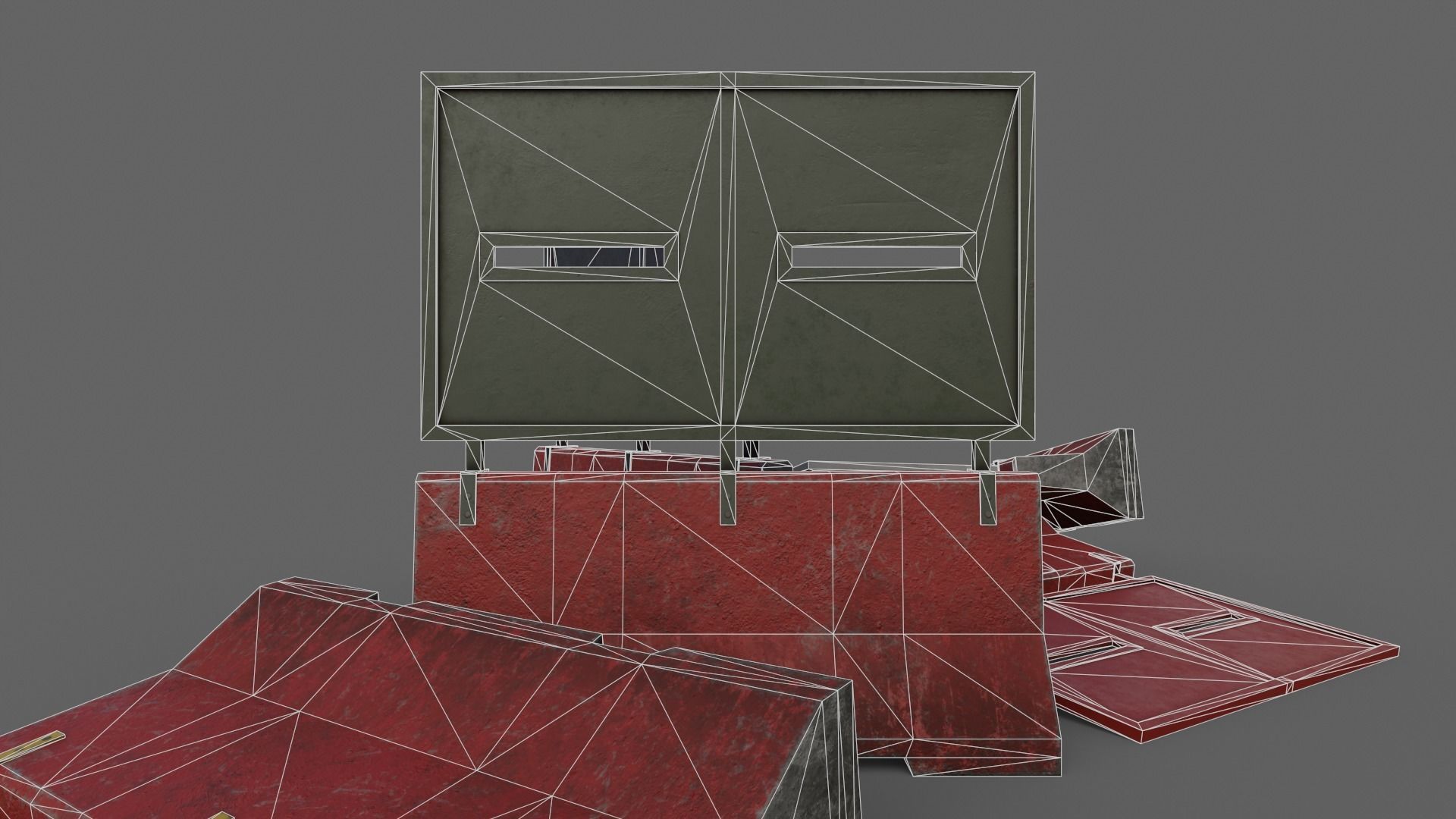 PBR Concrete Roadblock Barrier V4 Low-poly 3D model_20