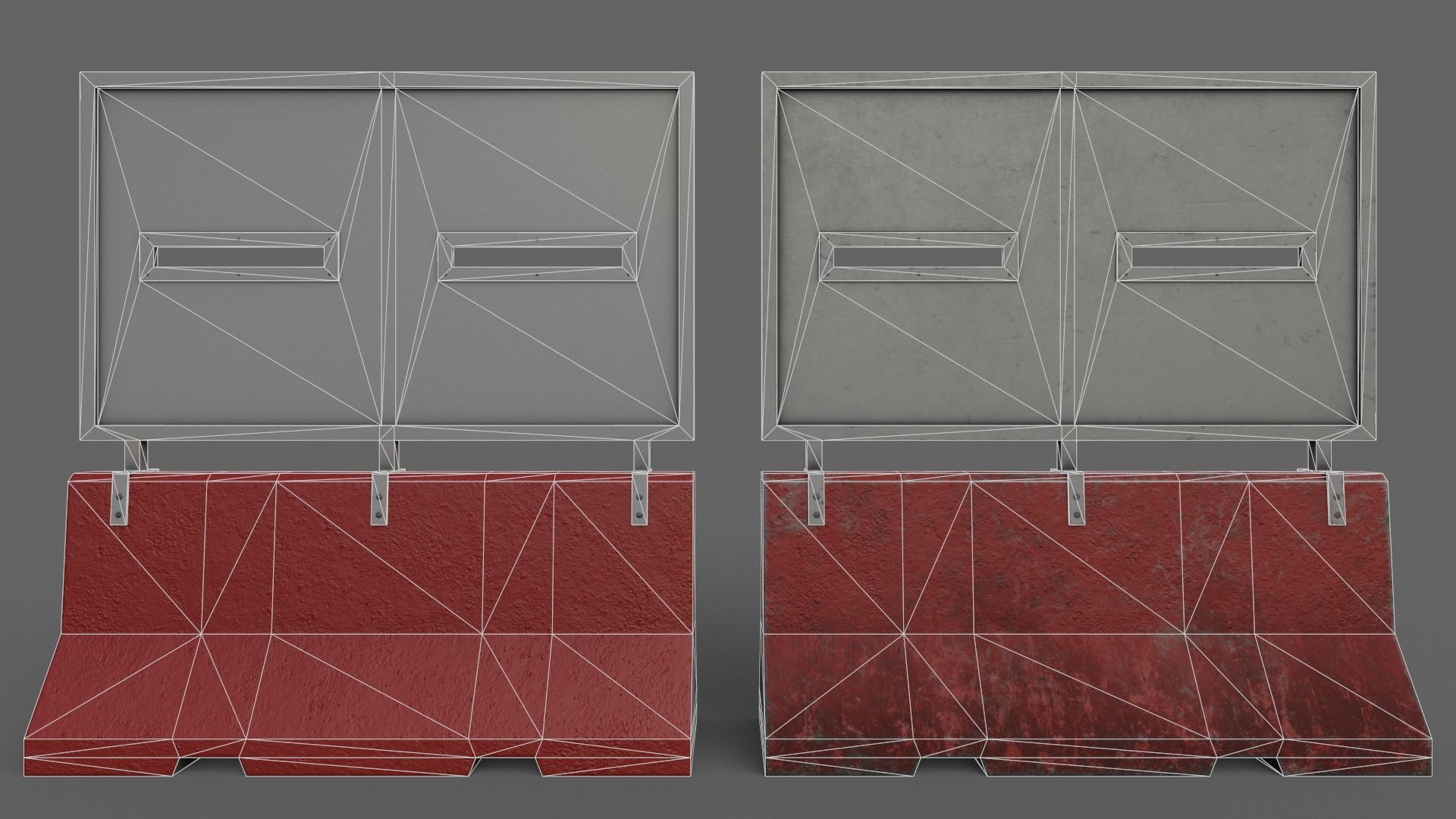 PBR Concrete Roadblock Barrier V4 Low-poly 3D model_10