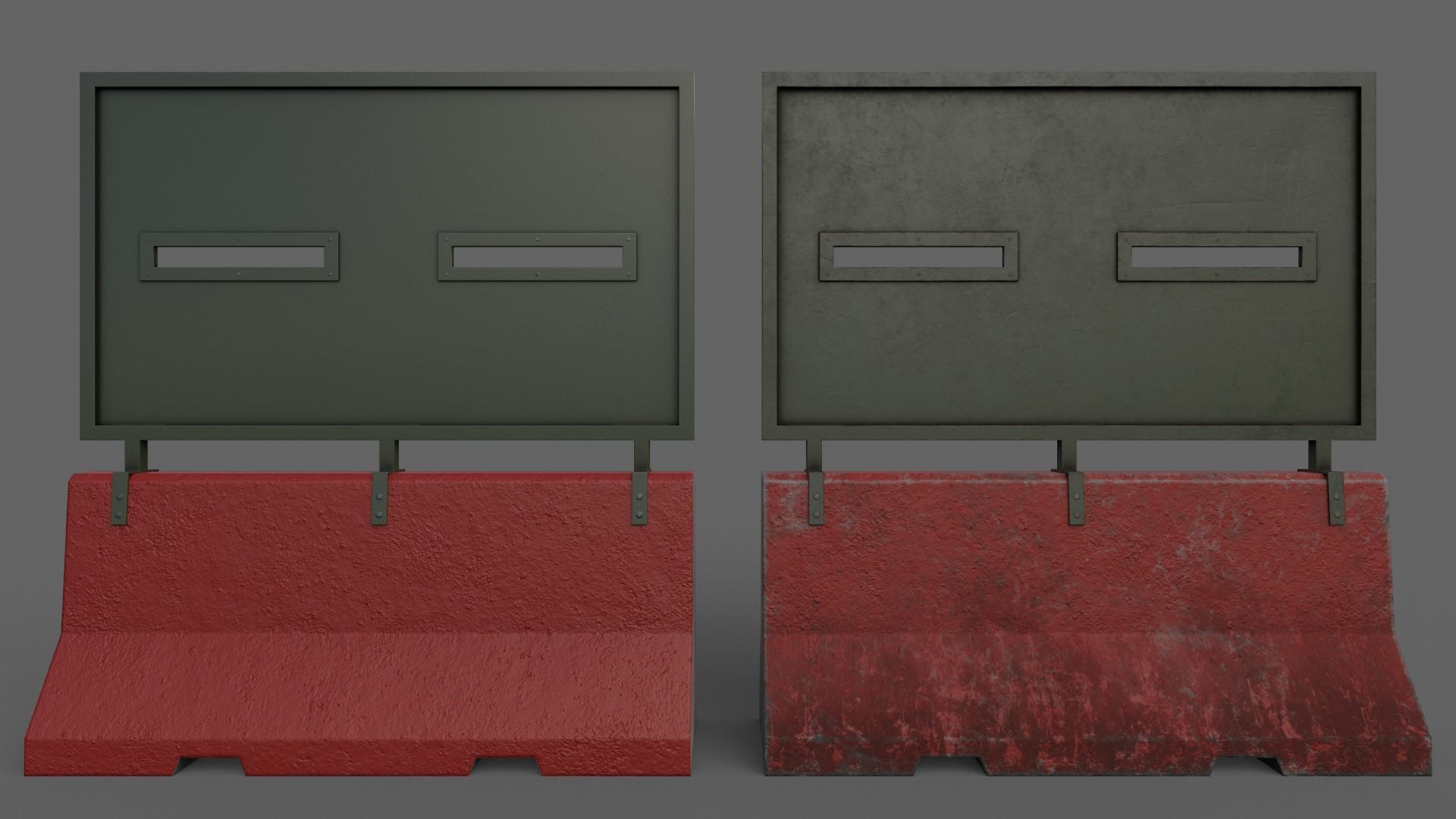 PBR Concrete Roadblock Barrier V4 Low-poly 3D model_3