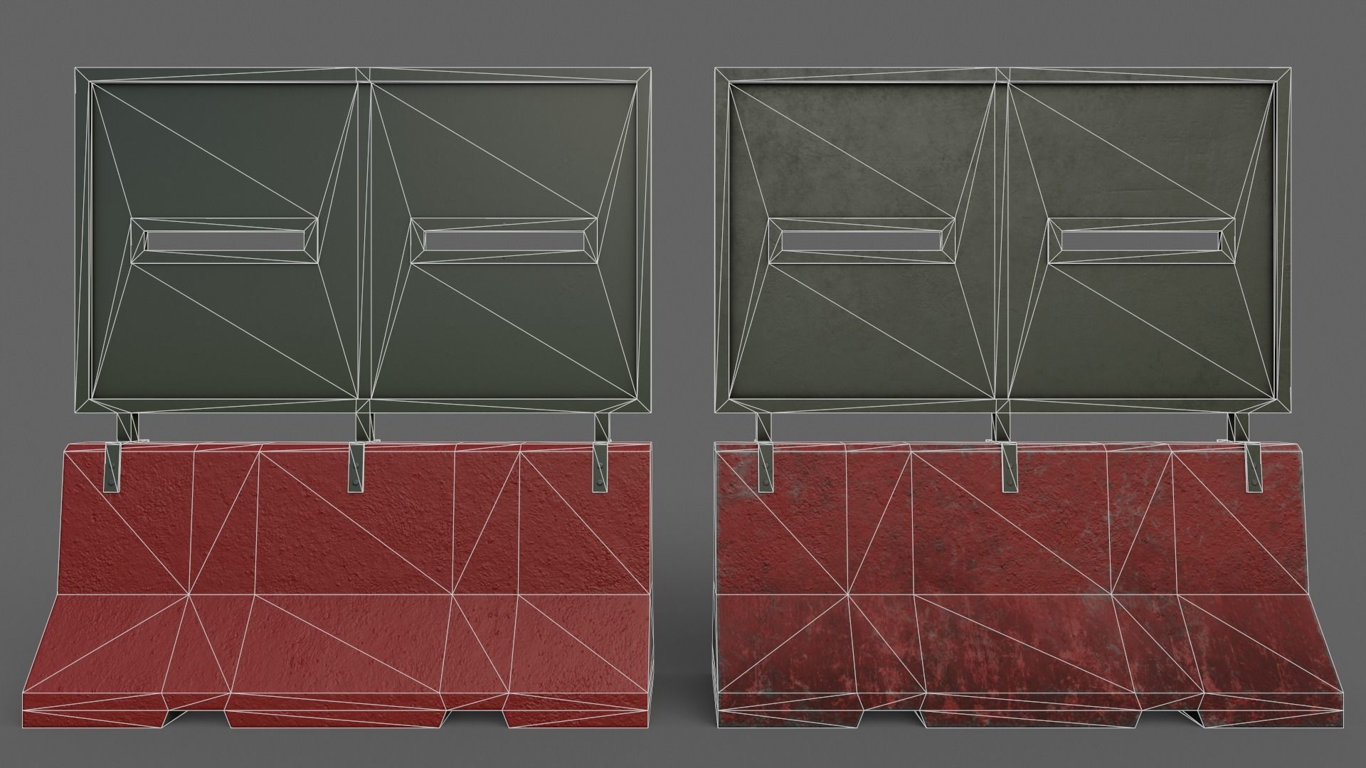 PBR Concrete Roadblock Barrier V4 Low-poly 3D model_4