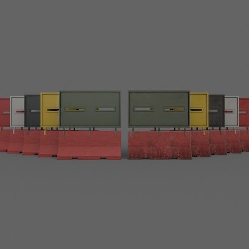 PBR Concrete Roadblock Barrier V4 Low-poly 3D model
