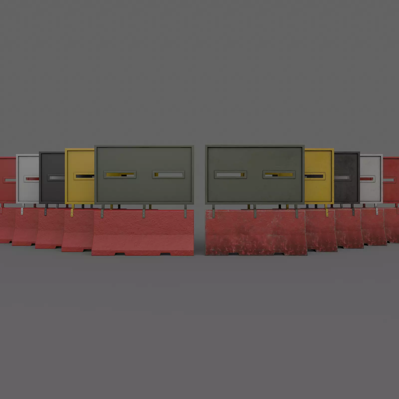 PBR Concrete Roadblock Barrier V4 Low-poly 3D model_0