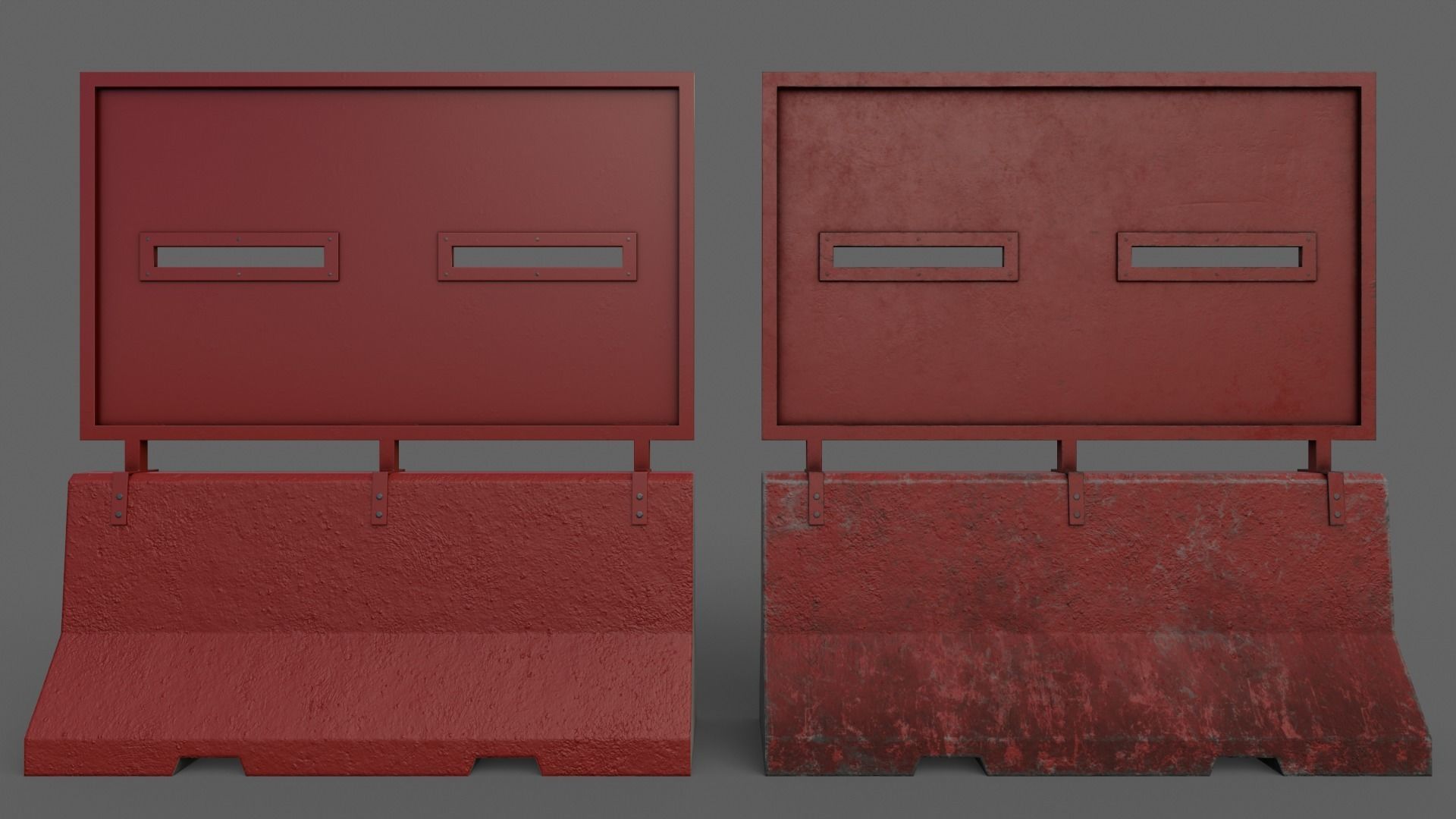 PBR Concrete Roadblock Barrier V4 Low-poly 3D model_11