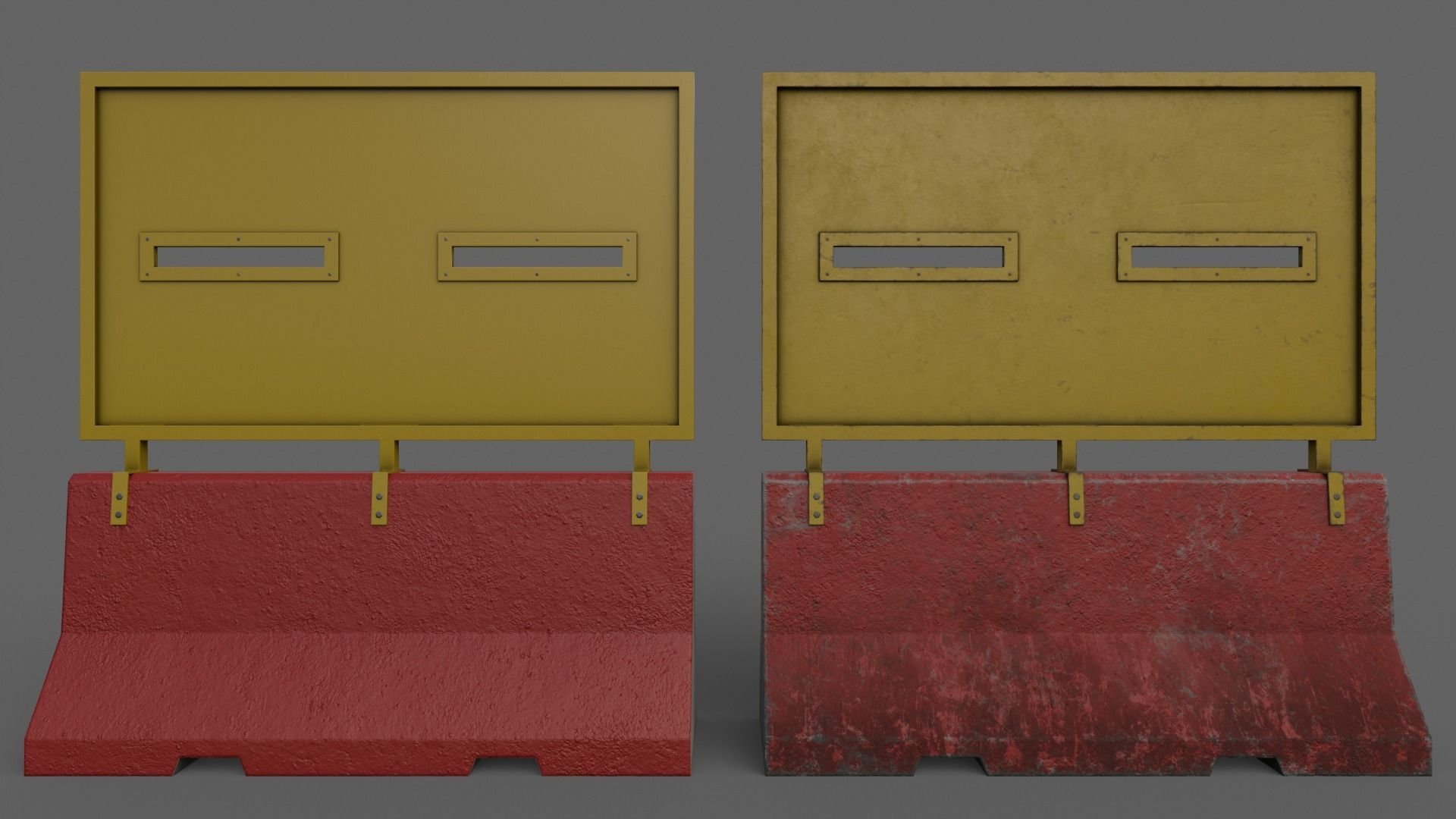 PBR Concrete Roadblock Barrier V4 Low-poly 3D model_5