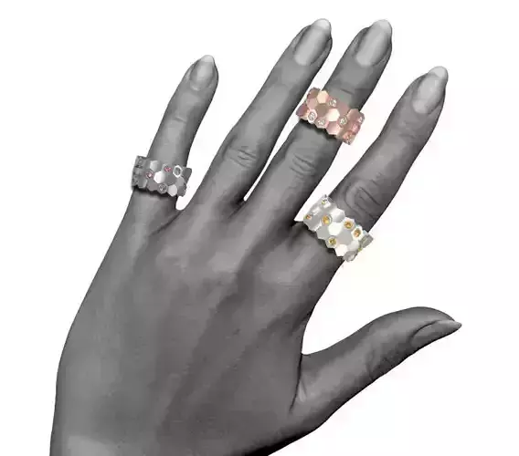 Hexagon Diamond Ring