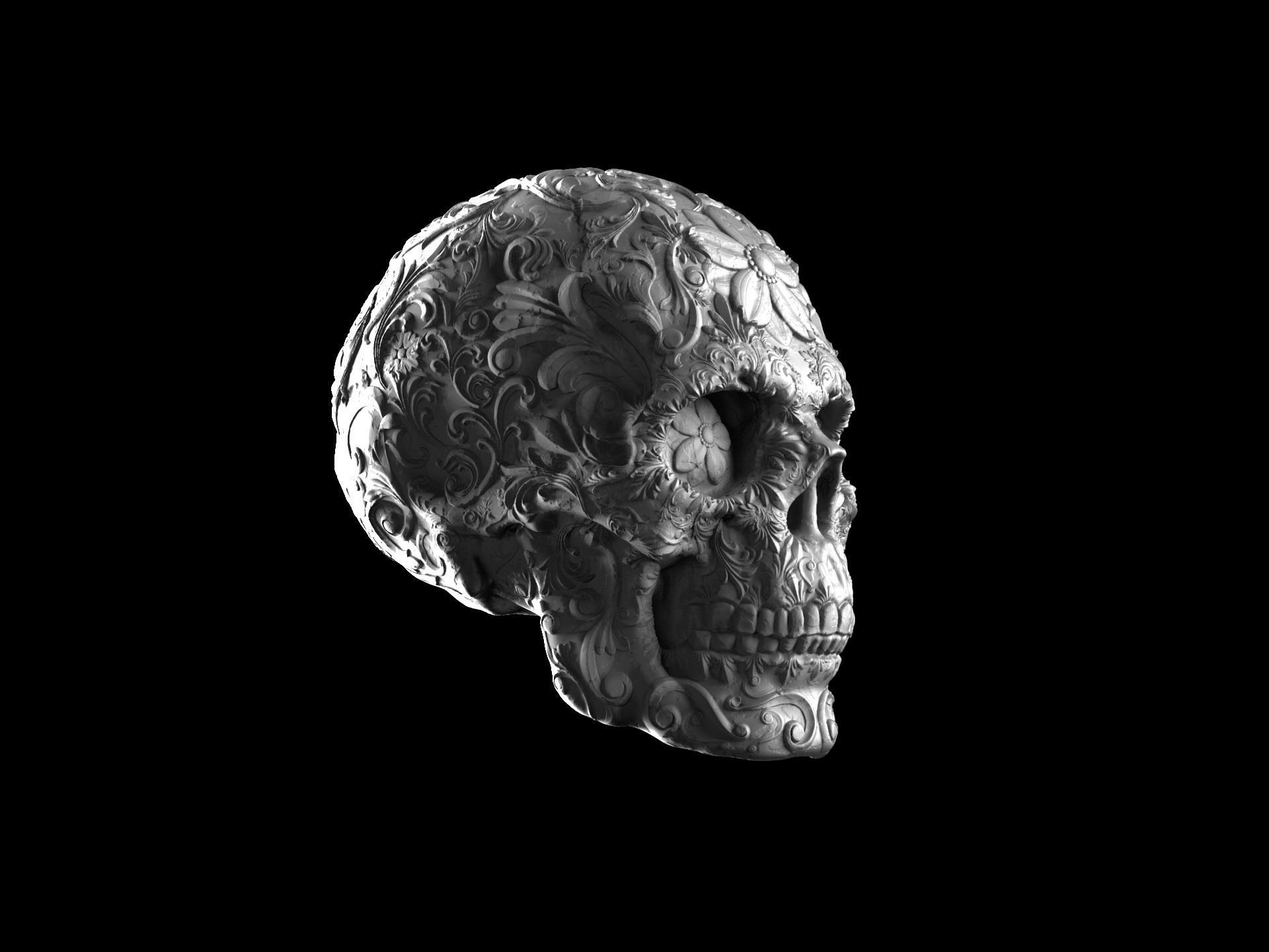 Skull Calavera Ornamental 3D print model_2