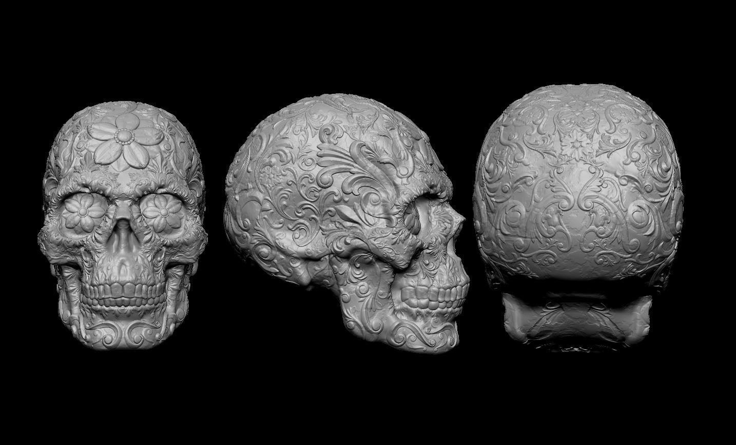 Skull Calavera Ornamental 3D print model_3