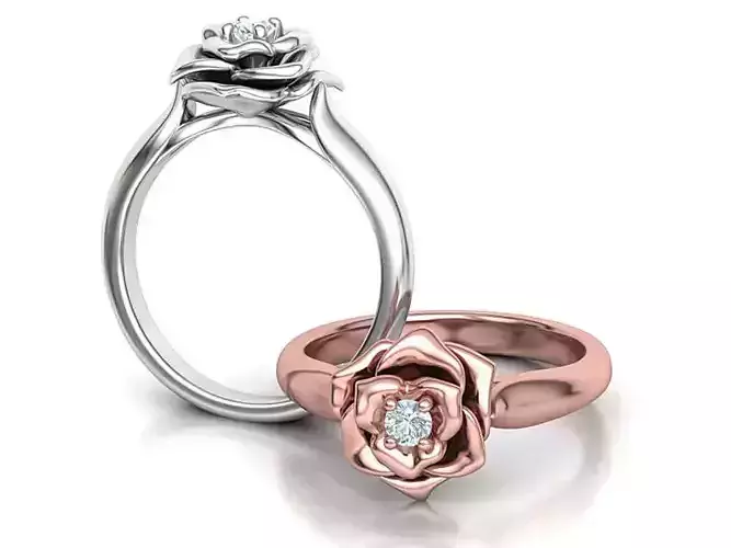 Flower Fashion Ring Promise Rose Ring 3mm stone 3dmodel