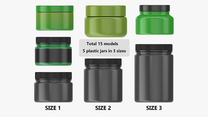 Plastic Jars for Mockup 15 models 3D Model Collection