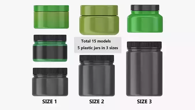 Plastic Jars for Mockup 15 models 3D Model Collection