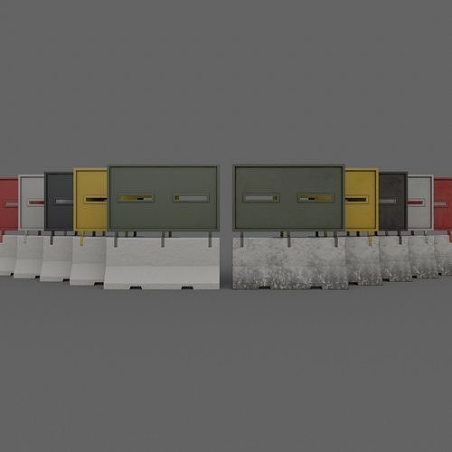 PBR Concrete Roadblock Barrier V5 Low-poly 3D model