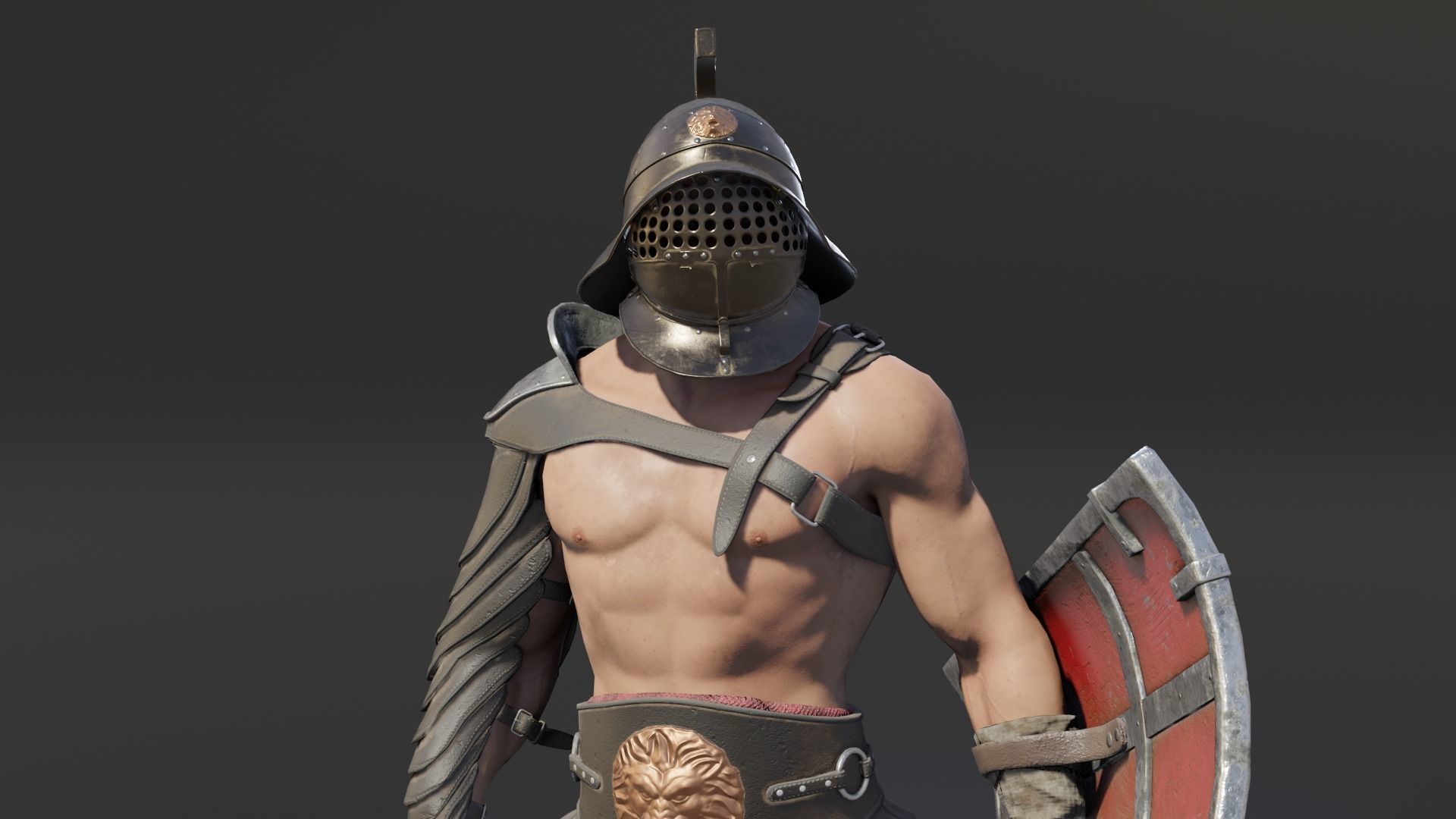 Gladiator Murmillo Low-poly 3D model_2