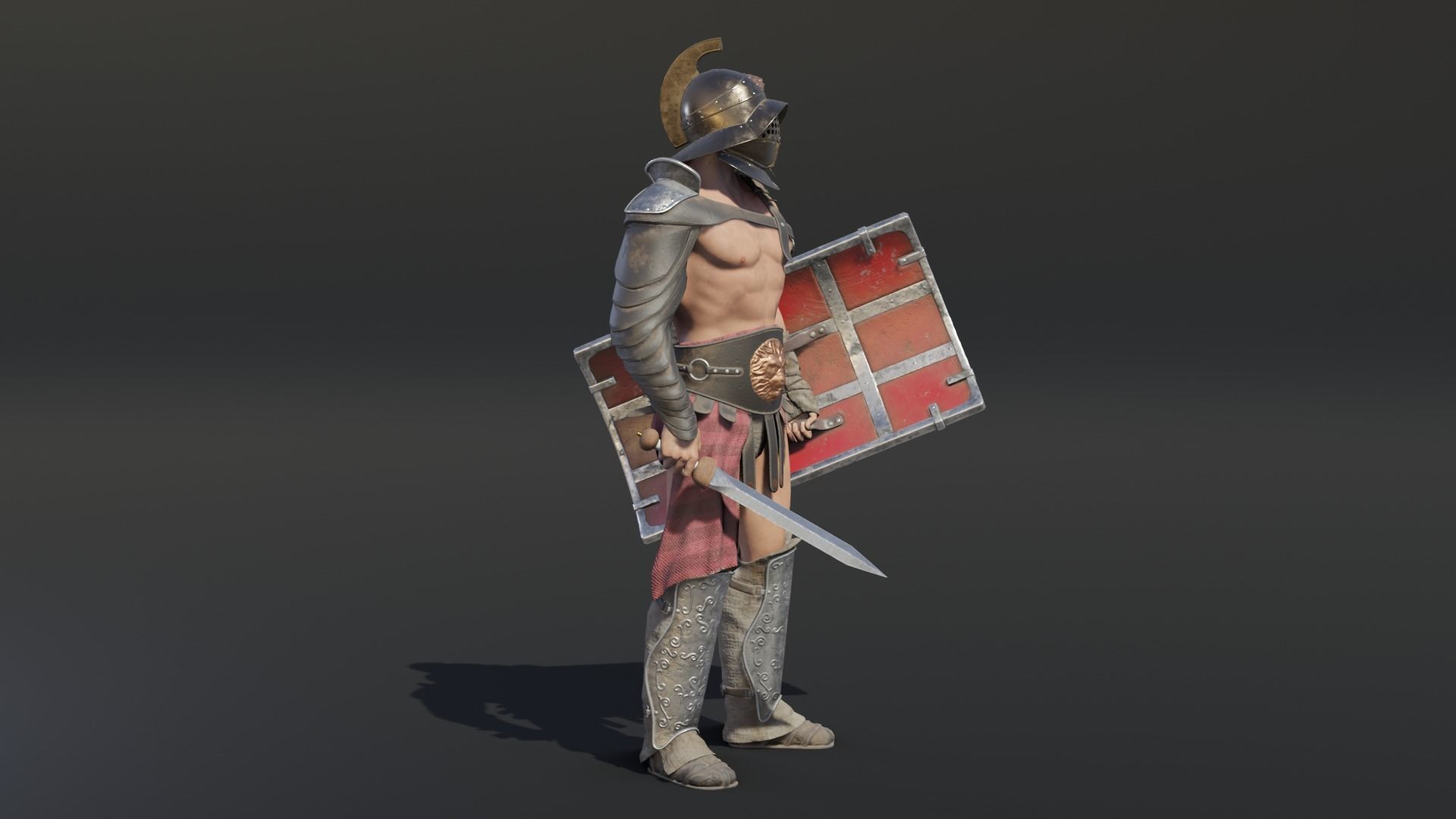 Gladiator Murmillo Low-poly 3D model_9