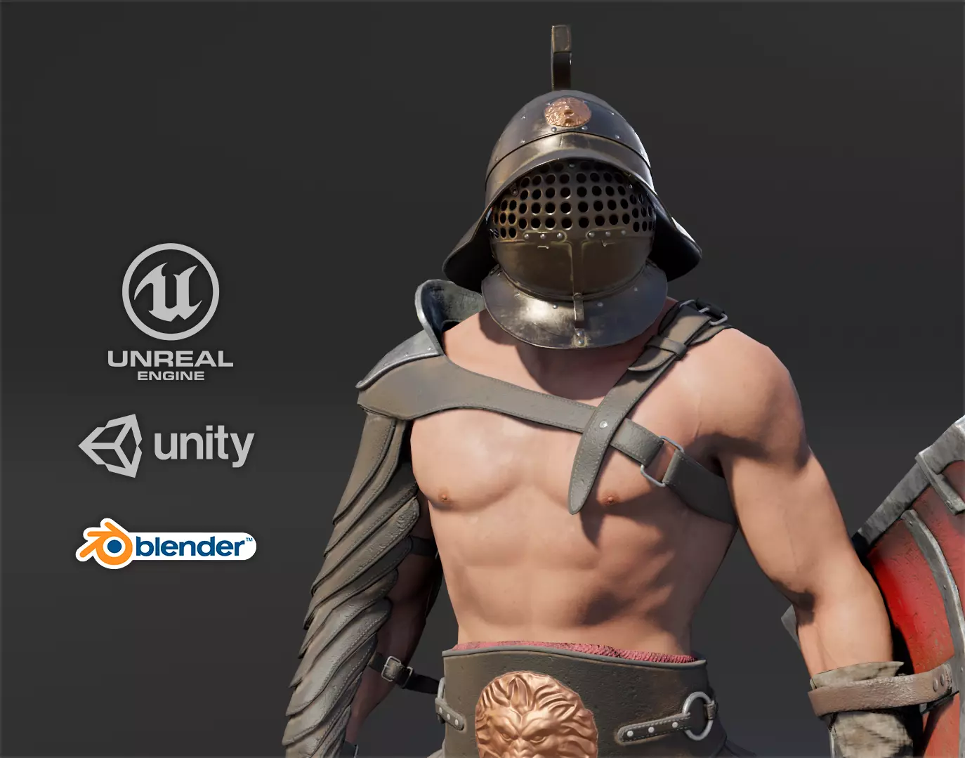 Gladiator Murmillo Low-poly 3D model_0