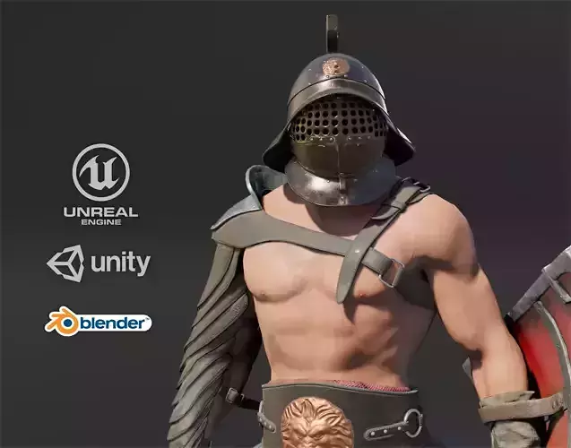Gladiator Murmillo Low-poly 3D model