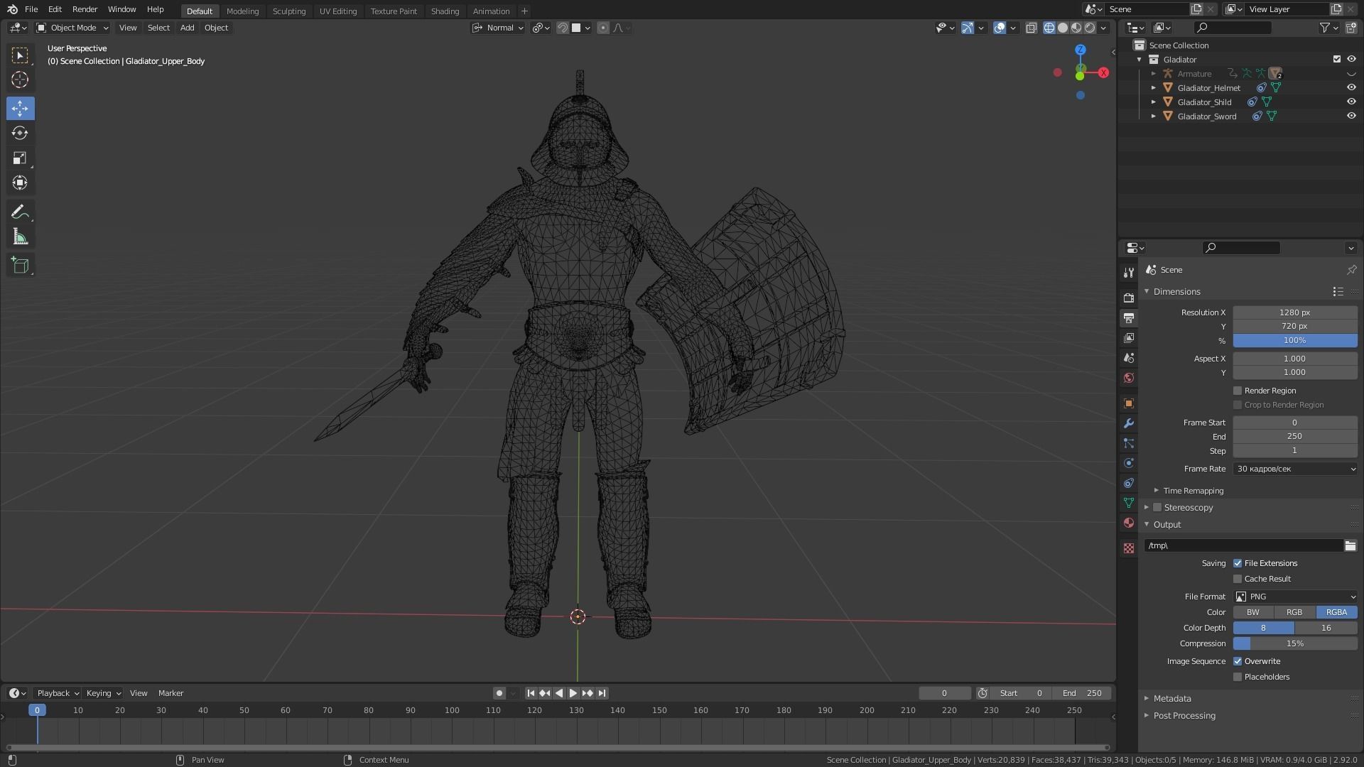Gladiator Murmillo Low-poly 3D model_13