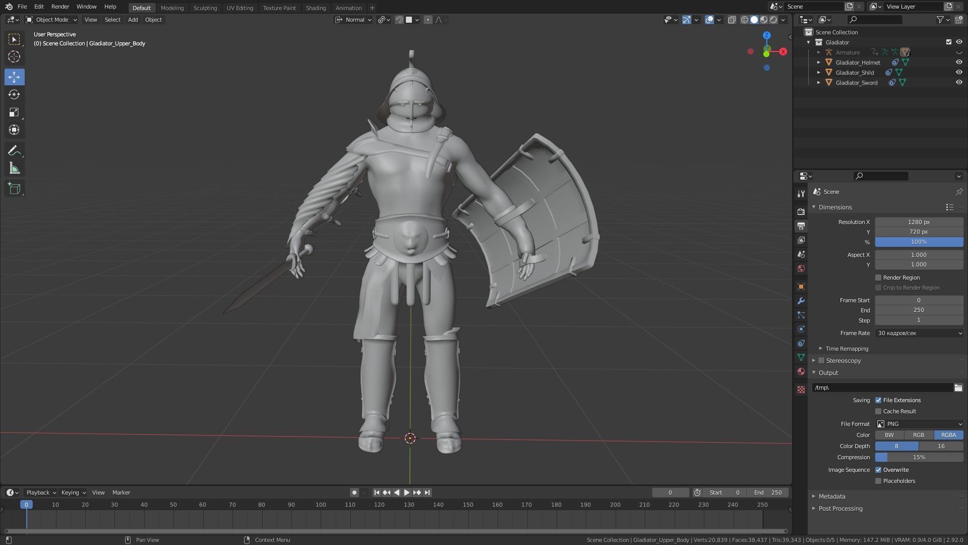 Gladiator Murmillo Low-poly 3D model_12