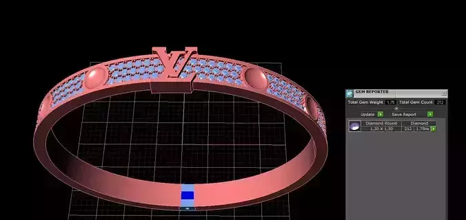 Luis vuitton bracelet diamond 3D print model