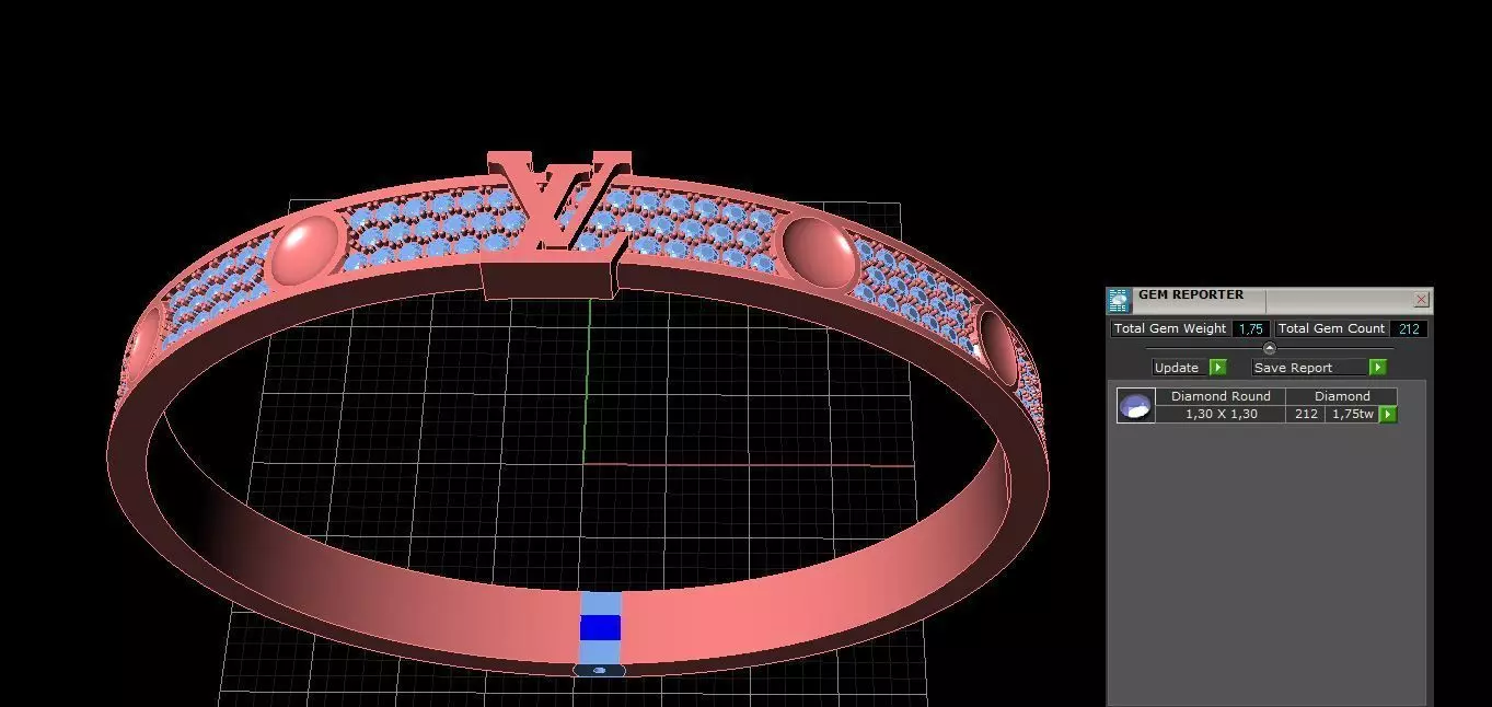 Luis vuitton bracelet diamond 3D print model_0