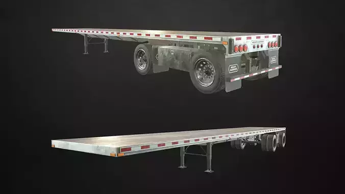 Semi Trailer Flatbed Low-poly 3D model