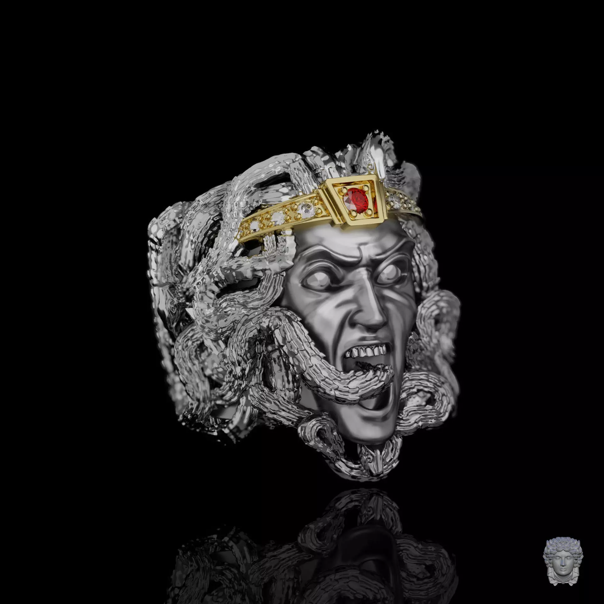 Medusa Gorgon ring 3D print model_0