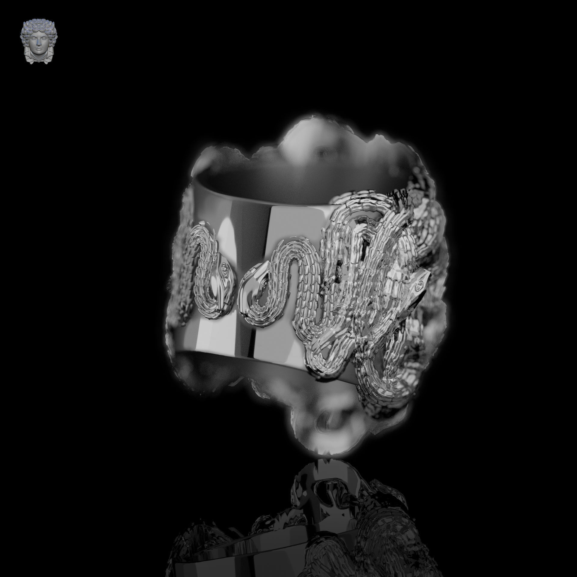 Medusa Gorgon ring 3D print model_1