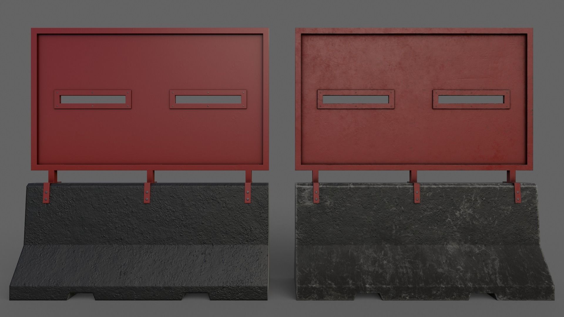 PBR Concrete Roadblock Barrier V6 Low-poly 3D model_11