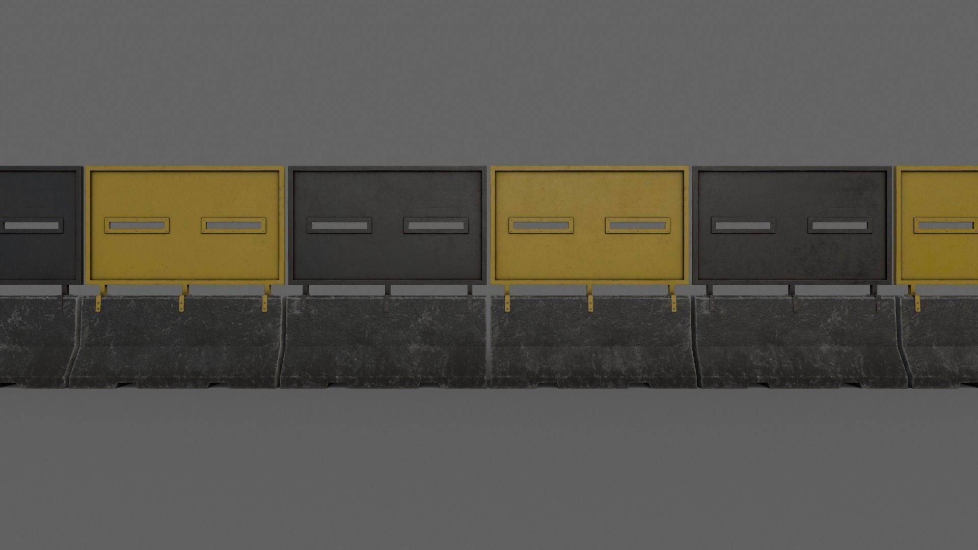 PBR Concrete Roadblock Barrier V6 Low-poly 3D model_16