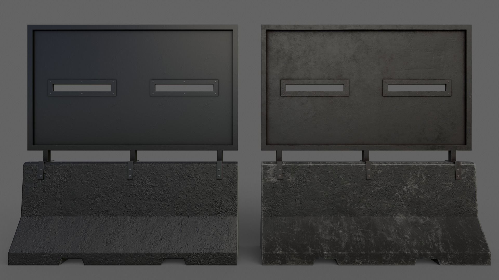 PBR Concrete Roadblock Barrier V6 Low-poly 3D model_7