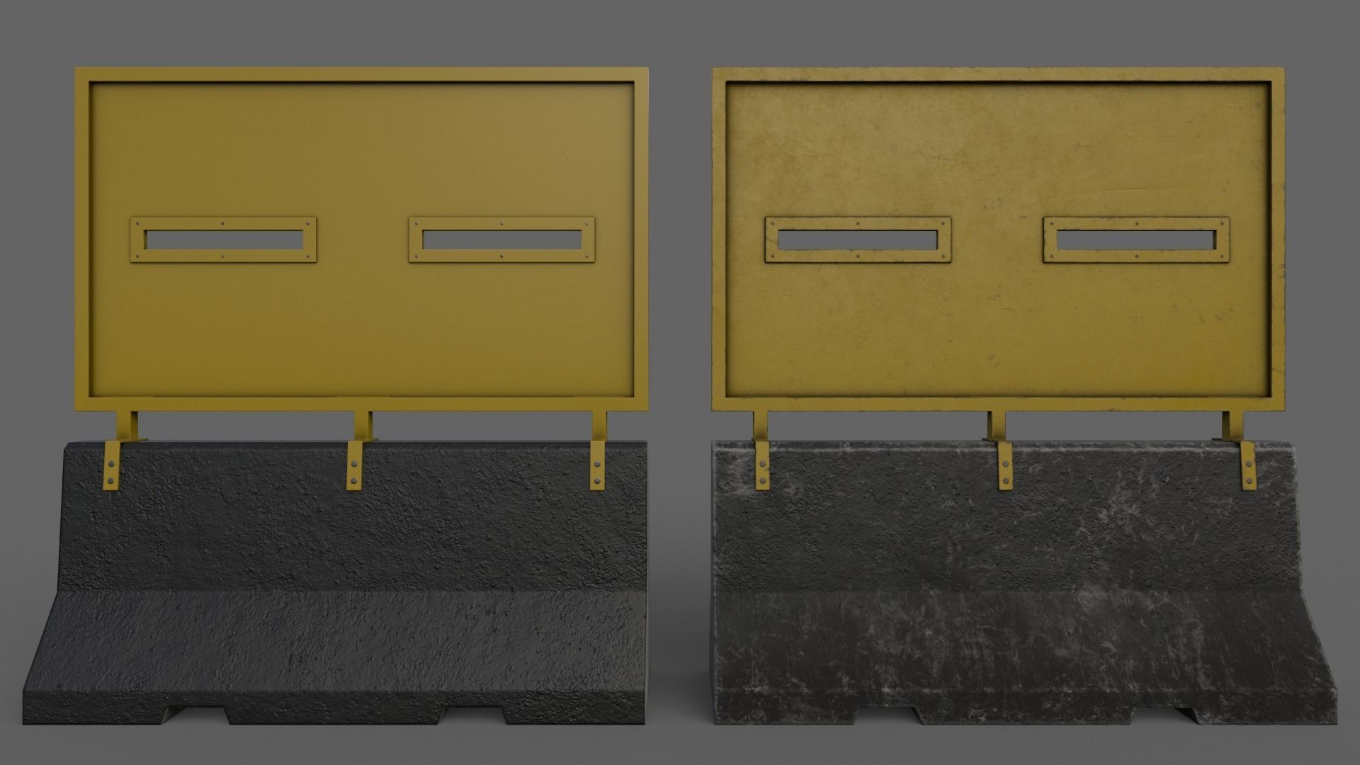 PBR Concrete Roadblock Barrier V6 Low-poly 3D model_5