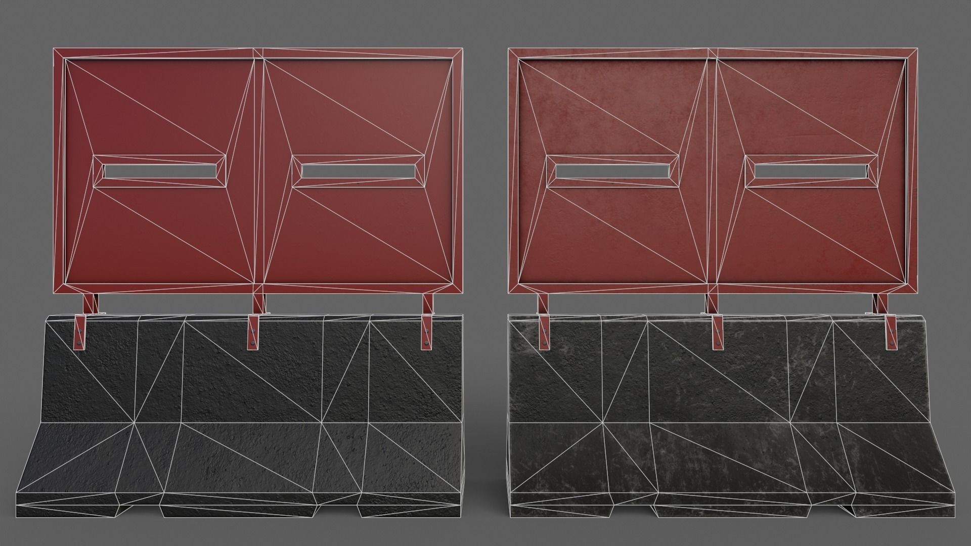 PBR Concrete Roadblock Barrier V6 Low-poly 3D model_12