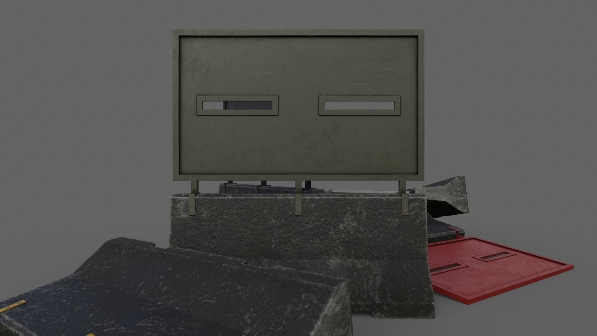 PBR Concrete Roadblock Barrier V6 Low-poly 3D model_19