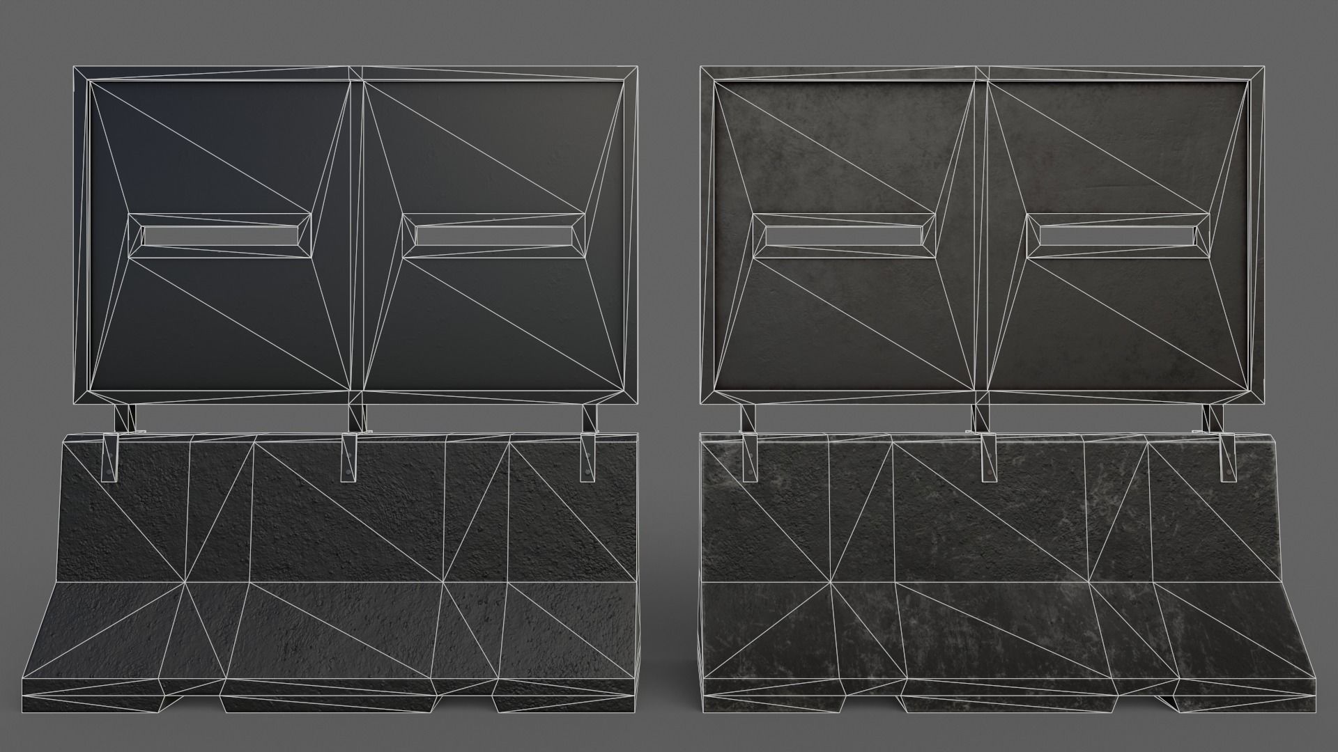 PBR Concrete Roadblock Barrier V6 Low-poly 3D model_8