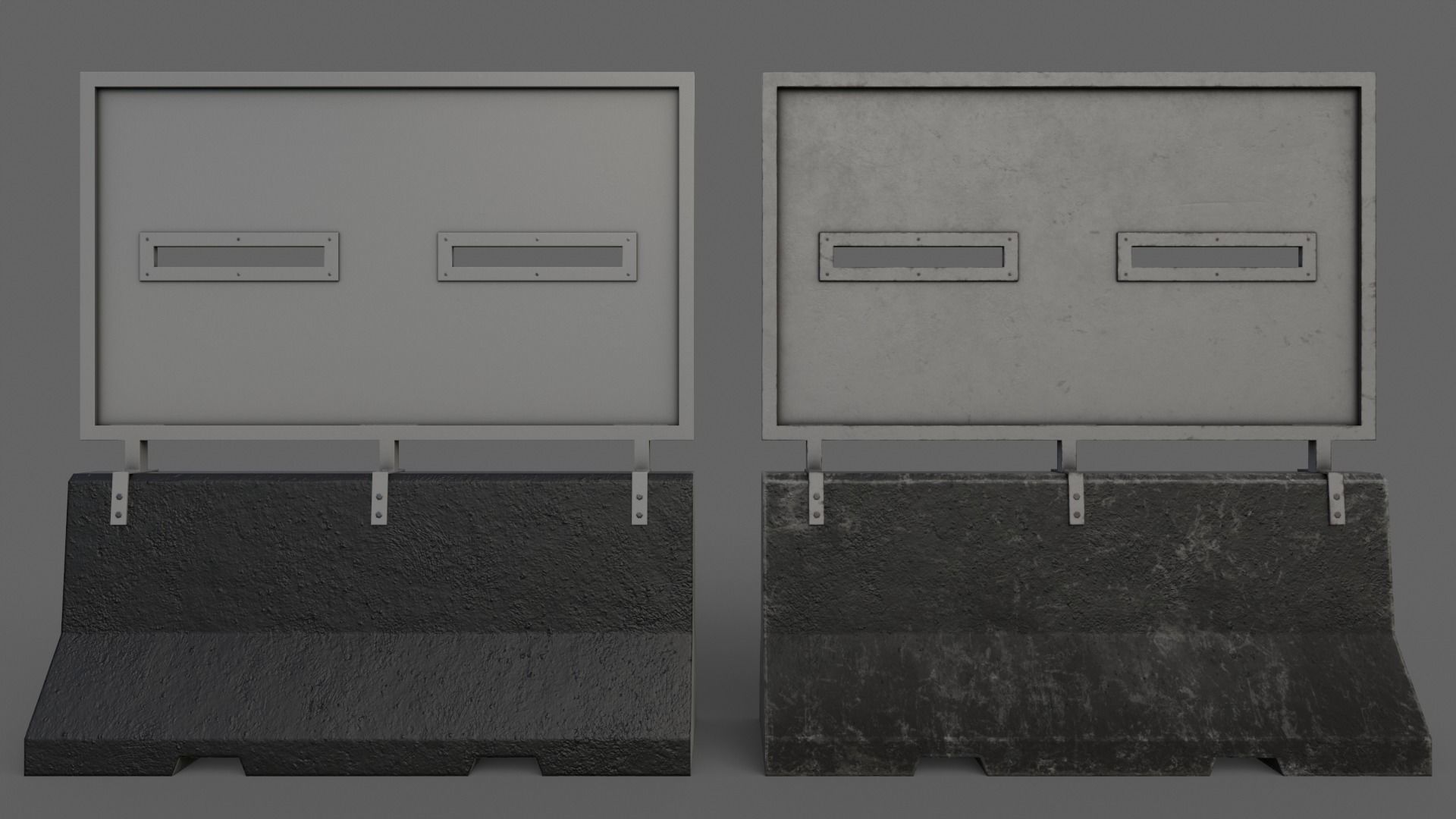 PBR Concrete Roadblock Barrier V6 Low-poly 3D model_9