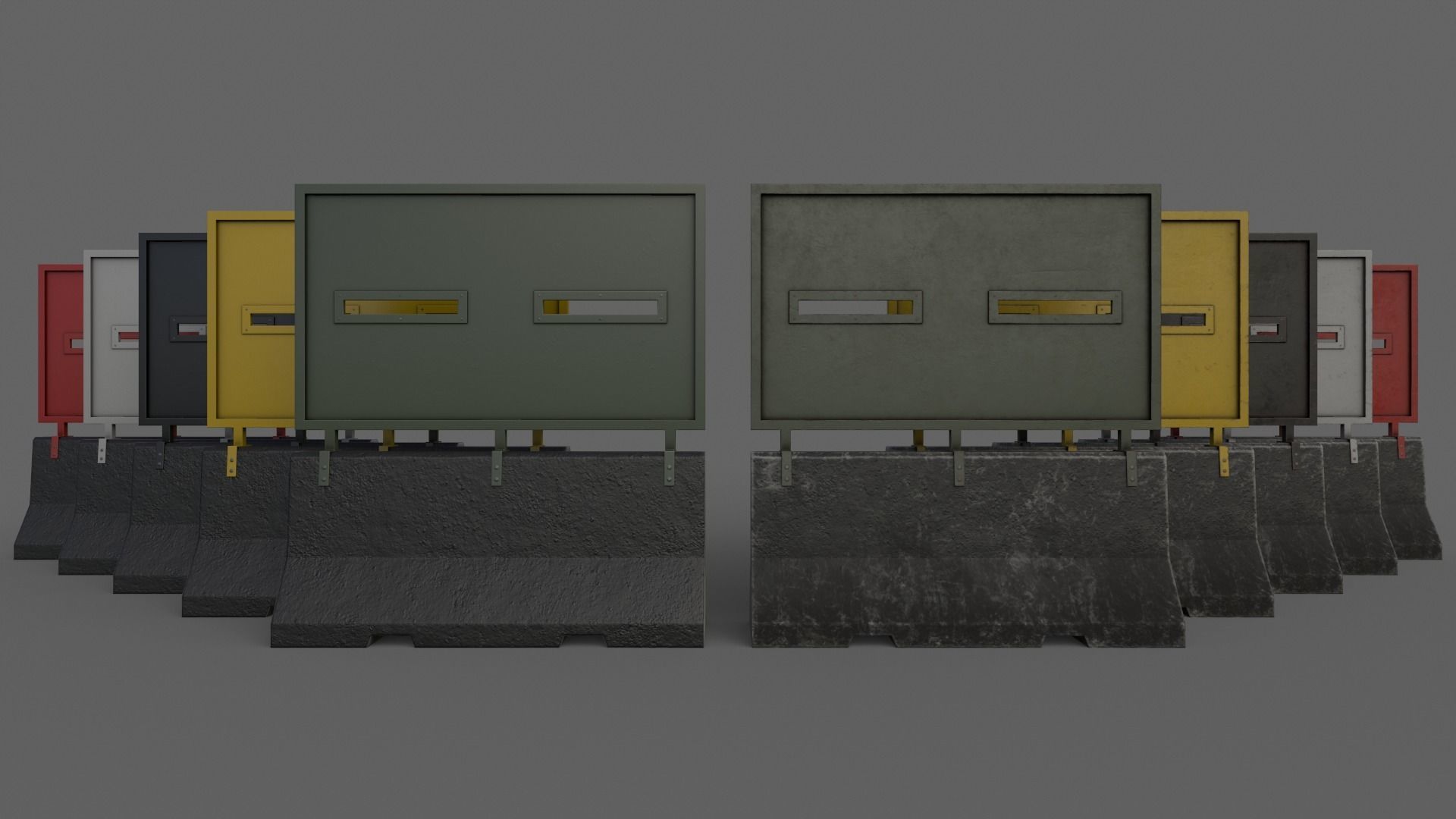 PBR Concrete Roadblock Barrier V6 Low-poly 3D model_2