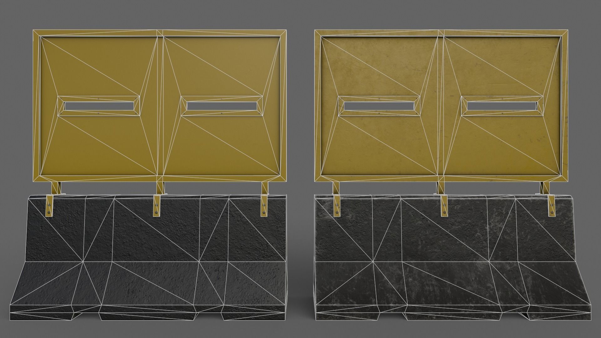 PBR Concrete Roadblock Barrier V6 Low-poly 3D model_6