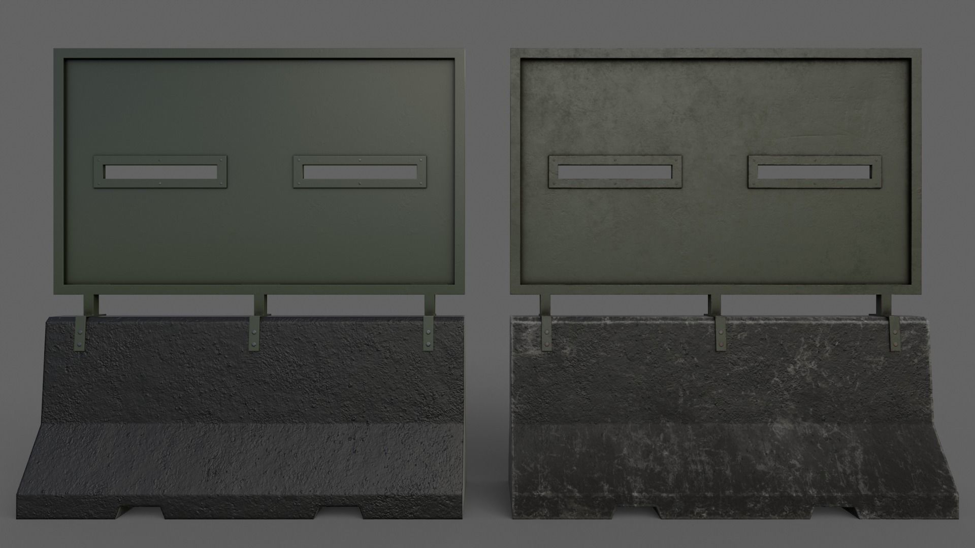 PBR Concrete Roadblock Barrier V6 Low-poly 3D model_3