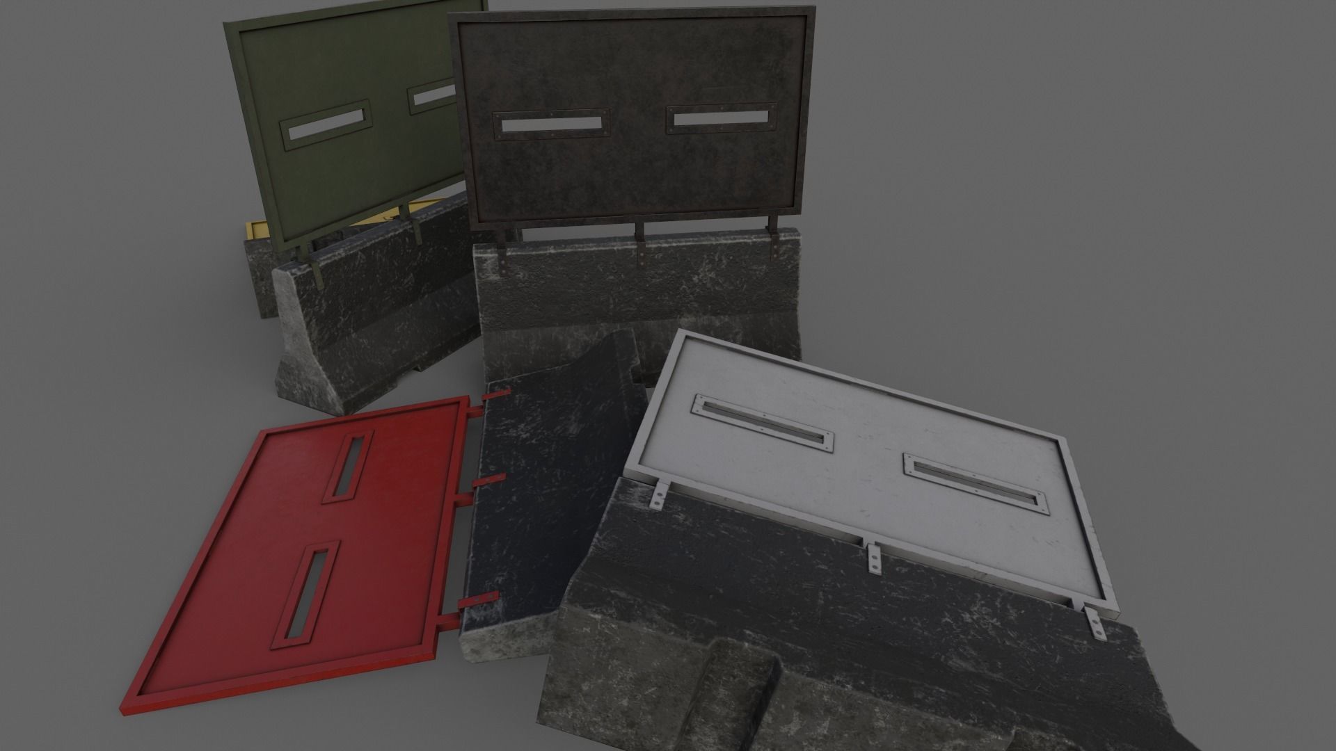 PBR Concrete Roadblock Barrier V6 Low-poly 3D model_23