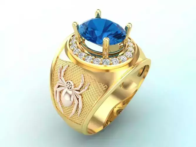 Spider ring - Mens spider ring - Mens ring - N843 3D print model