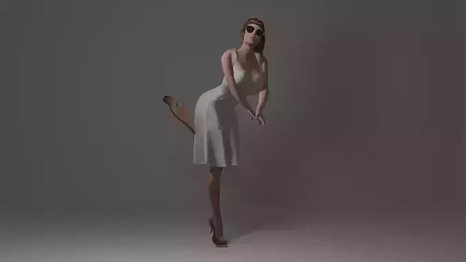 Big Breast Female Model Dressed Low-poly 3D model