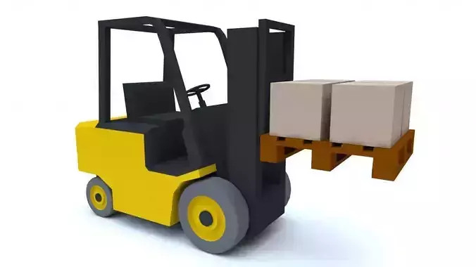 Forklift LowPoly truck with boxes