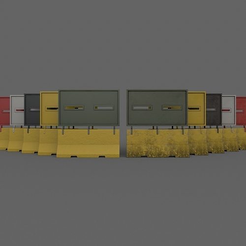 PBR Concrete Roadblock Barrier V7 Low-poly 3D model