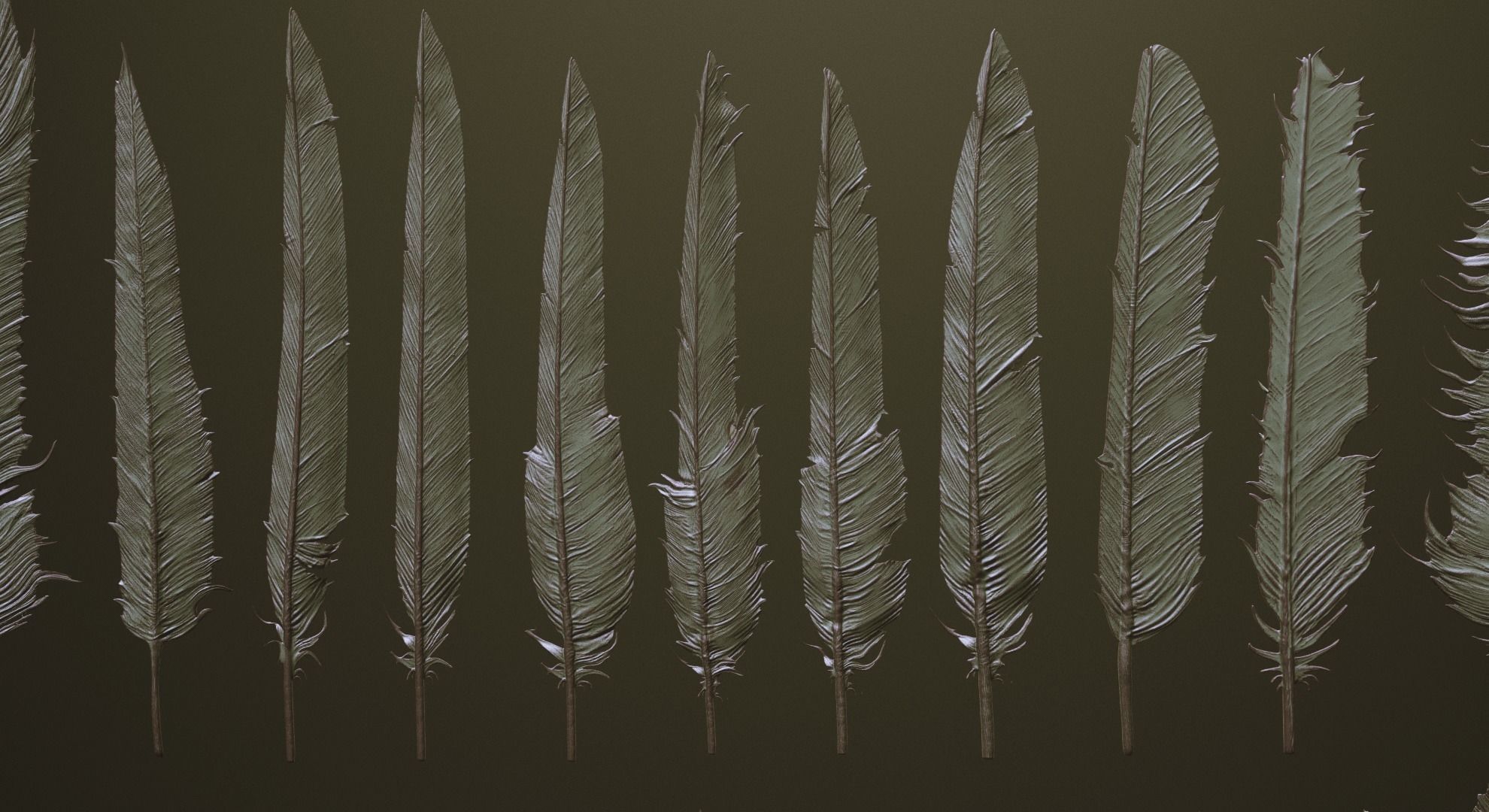 FEATHERS - 40 High poly sculpts and IMM Brush 3D model_2