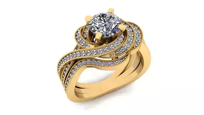 Ladies Gold Solitaire Diamond Ring